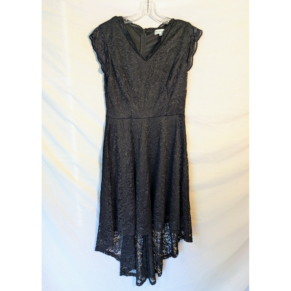 Modecrush Dressy Black Lace Occasion Dress Hi Low Midi Size M Romantic Elegant